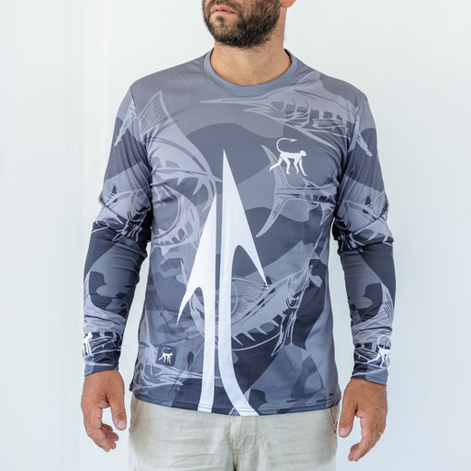 T-Shirt White Monkey Manica Lunga